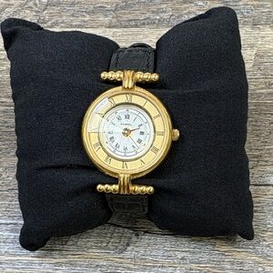 Fossil Vintage Gold Tone Roman Numeral Watch – PC-9561 – Braided Leather Strap